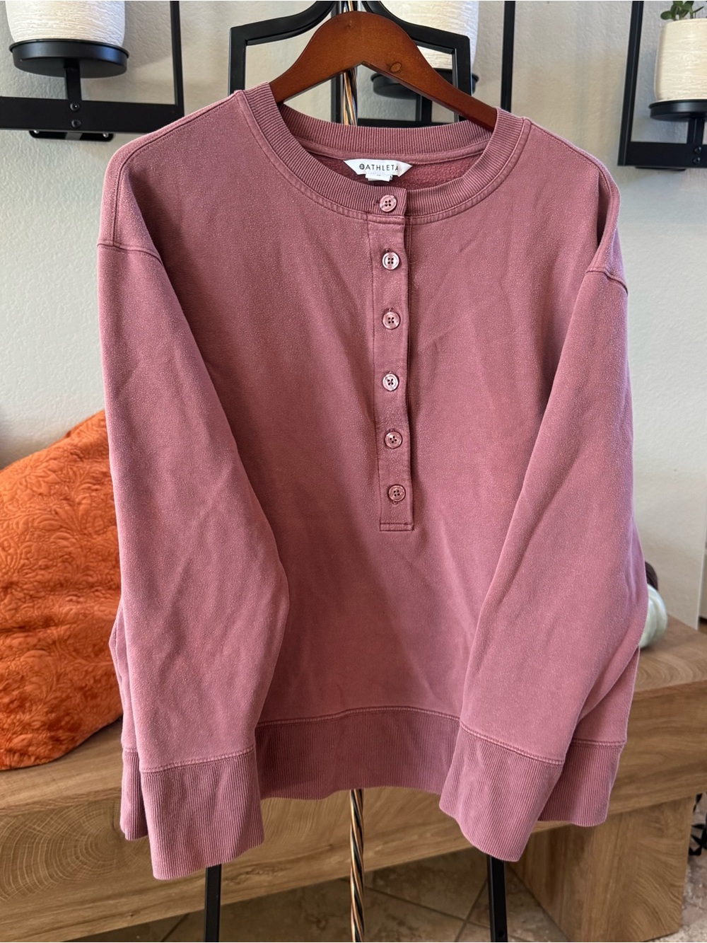 Athleta Rose Mauve Henley Crewneck Sweater